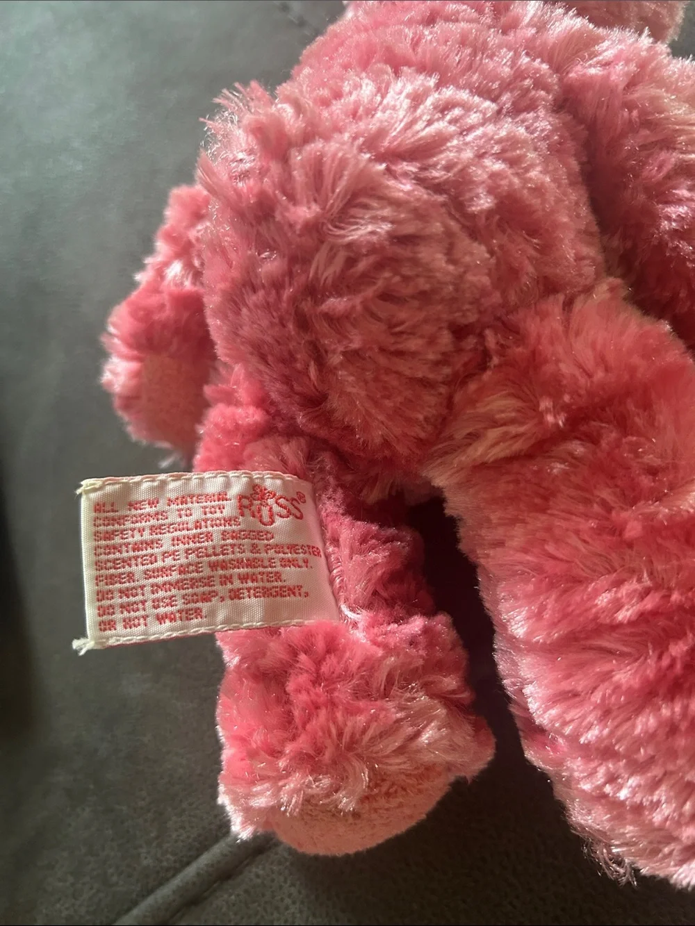 Russ Berrie Pink Plush Teddy Bear and a vintage collectible from 1990s.